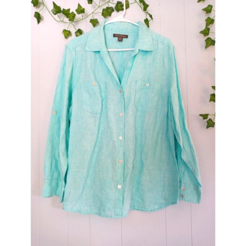 Tommy Bahama 100% Linen Button Up Blouse